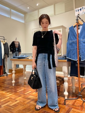 「アイテム（バッグ、ブルー系）」を使った、yuko yamaguchiさん（レディース・158cm）の秋コーディネート