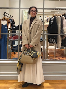 「ジャケットコート」｜「アイテム（ジャケット/アウター）」を使った、yuko yamaguchiさん（レディース・158cm）の冬コーディネート