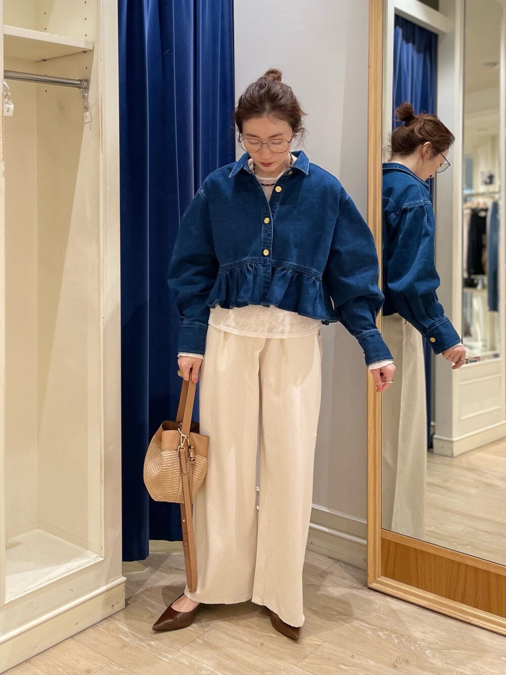 RM denim】裾フリルショート丈Gジャンを使ったショップスタッフの人気 