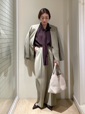 「アイテム（テーラードジャケット、グリーン系）」を使った、yuko yamaguchiさん（レディース・158cm）の秋コーディネート