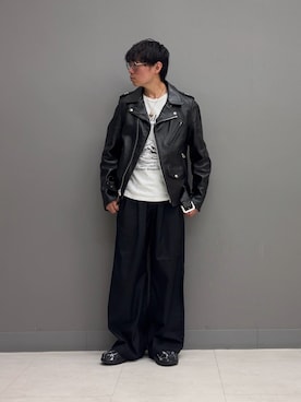 「アイテム（ライダースジャケット）」を使った、takuma040499さん（メンズ・160cm）の秋コーディネート