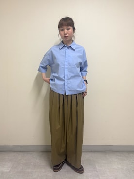 「URBAN RESEARCH DOORS（アーバンリサーチドアーズ）のFORK&SPOON　クリンクルショートスリーブシャツ（シャツ/ブラウス、ブルー系）」を使った、noeさん（レディース・156cm）の夏コーディネート