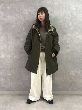 「Barbour（バブアー）の『別注』Barbour　HOODED COAT（その他アウター）」を使った、Noeさん（レディース・156cm）の秋コーディネート