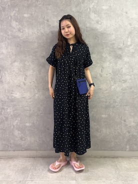 「URBAN RESEARCH DOORS（アーバンリサーチドアーズ）のリネンリヨセルドットワンピース（ワンピース、ブラック系）」を使った、noeさん（レディース・156cm）の春コーディネート