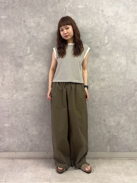 「URBAN RESEARCH DOORS（アーバンリサーチドアーズ）のORCIVAL　EMBROIDERY SLEEVELESS（Tシャツ/カットソー、ベージュ系）」を使った、noeさん（レディース・156cm）の夏コーディネート
