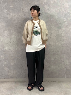 「アイテム（ブルゾン、ベージュ系）」を使った、Noeさん（レディース・156cm）の夏コーディネート