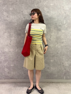「URBAN RESEARCH DOORS（アーバンリサーチドアーズ）の『別注』L.L.Bean×DOORS　GROCERY TOTE（トートバッグ、レッド系）」を使った、noeさん（レディース・156cm）の夏コーディネート