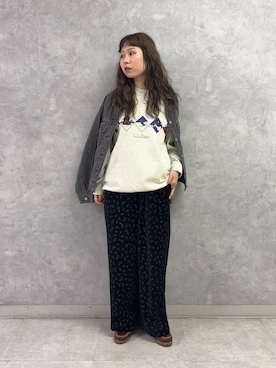 「URBAN RESEARCH DOORS（アーバンリサーチドアーズ）のFORK&SPOON　ベロアプリントイージーパンツ（その他パンツ、ブラック系）」を使った、noeさん（レディース・156cm）の秋コーディネート
