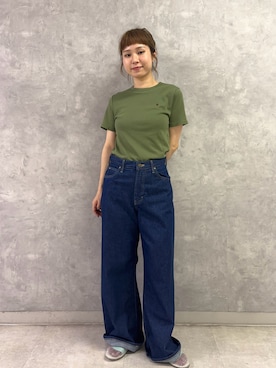 「URBAN RESEARCH DOORS（アーバンリサーチドアーズ）の『別注』PETIT BATEAU×DOORS　POINTCOCOTTE T-SHIRTS（Tシャツ/カットソー、グリーン系）」を使った、noeさん（レディース・156cm）の夏コーディネート