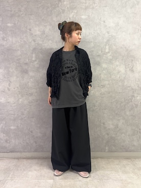 「URBAN RESEARCH DOORS（アーバンリサーチドアーズ）の『別注』GOOD ROCK SPEED×DOORS　ロゴサークルTシャツ（Tシャツ/カットソー、ブラック系）」を使った、noeさん（レディース・156cm）の夏コーディネート