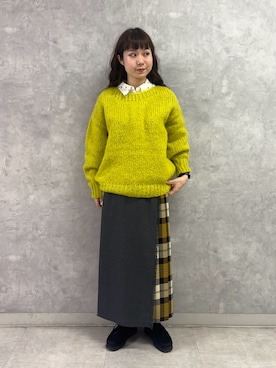 「アイテム（スカート、ベージュ系）」を使った、Noeさん（レディース・156cm）の冬コーディネート