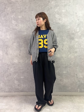 「URBAN RESEARCH DOORS（アーバンリサーチドアーズ）のFORK&SPOON　ナンバリングプリントTシャツ（Tシャツ/カットソー、ブルー系）」を使った、noeさん（レディース・156cm）の夏コーディネート