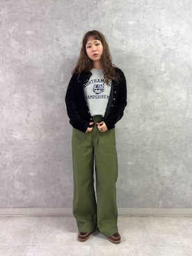 「URBAN RESEARCH DOORS（アーバンリサーチドアーズ）のワイドベイカーパンツ 26AW（その他パンツ、グリーン系）」を使った、noeさん（レディース・156cm）の秋コーディネート