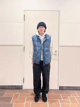 「アイテム（ダウンベスト）」を使った、Jasmineさん（メンズ・173cm）の冬コーディネート