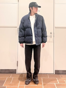 「アイテム（ダウンジャケット/コート、ブルー系）」を使った、Jasmineさん（メンズ・173cm）の秋コーディネート
