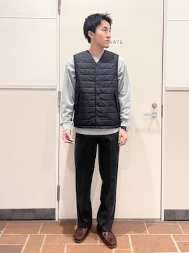 「アイテム（ダウンベスト）」を使った、Jasmineさん（メンズ・173cm）の冬コーディネート