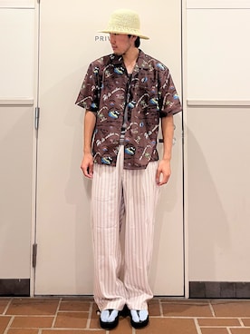 「ITEMS URBANRESEARCH（アイテムズ アーバンリサーチ）のアイテム（サンダル、ブラック系）」を使った、Jasmineさん（メンズ・173cm）の夏コーディネート
