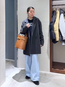 「アイテム（ピーコート）」を使った、sayakaさん（レディース・154cm）の冬コーディネート