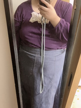 「アイテム（その他トップス、パープル系）」を使った、ありささん（レディース・157cm）の秋コーディネート