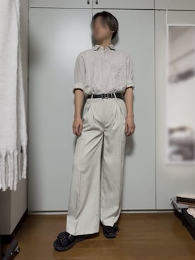 「リネンシャツ」｜Whiteさん（メンズ・166cm）の秋コーディネート