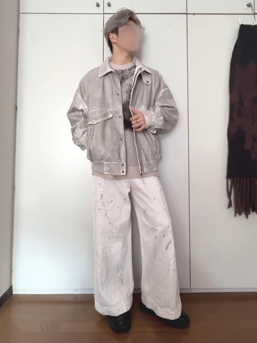 【新品】SERACE ルーズシルエットアブストラクトシャギーニット　グレー M SERACE（セラス）の「【SERACE】Loose silhouette abstract
