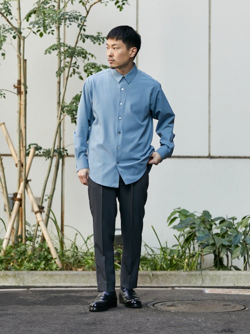 セール】High twist ストレッチレギュラーカラーシャツ（シャツ