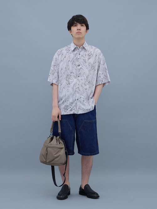 日本製00s美品 FIVE-O リジッド バギーデニムショーツ 極太ステッチ 00s BOXGEAR デニム バギーパンツ ハーフ B boy 刺繍 極太