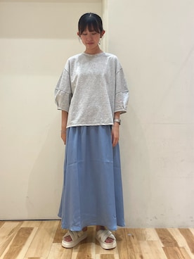 「blue」｜涼さん（レディース・158cm）の夏コーディネート