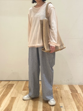 「ゆべしコラボ」｜「アイテム（パンツ）」を使った、涼さん（レディース・158cm）の春コーディネート