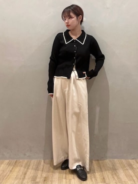 「earth music&ecology（アースミュージックアンドエコロジー）のアイテム（ニット/セーター）」を使った、earth music&ecology officialさん（レディース・154cm）の秋コーディネート