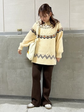 「アイテム（チュニック）」を使った、earth music&ecology officialさん（レディース・163cm）の冬コーディネート
