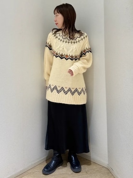 「アイテム（チュニック）」を使った、earth music&ecology officialさん（レディース・162cm）の冬コーディネート