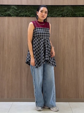 「earth music&ecology（アースミュージックアンドエコロジー）のアイテム（ニット/セーター）」を使った、earth music&ecology officialさん（レディース・156cm）の秋コーディネート