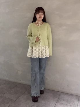 「earth music&ecology（アースミュージックアンドエコロジー）のアイテム（デニムパンツ）」を使った、earth music&ecology officialさん（レディース・153cm）の春コーディネート