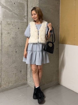 「earth music&ecology（アースミュージックアンドエコロジー）のアイテム（ワンピース）」を使った、earth music&ecology officialさん（レディース・161cm）の秋コーディネート