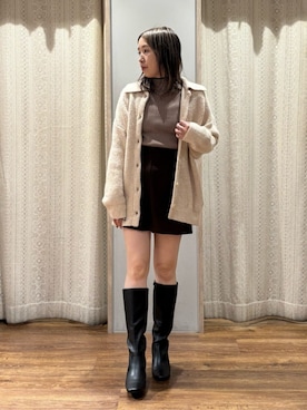 「earth music&ecology（アースミュージックアンドエコロジー）のアイテム（ニット/セーター）」を使った、earth music&ecology officialさん（レディース・154cm）の秋コーディネート