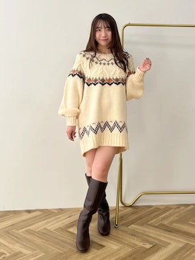 「アイテム（チュニック）」を使った、earth music&ecology officialさん（レディース・153cm）の冬コーディネート