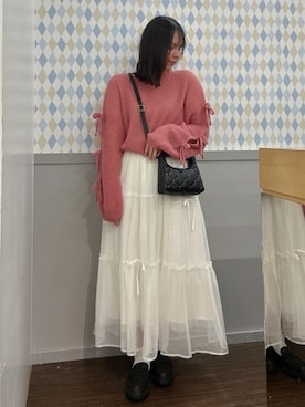 「earth music&ecology（アースミュージックアンドエコロジー）のアイテム（ニット/セーター）」を使った、earth music&ecology officialさん（レディース・159cm）の秋コーディネート