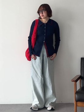 「earth music&ecology（アースミュージックアンドエコロジー）のアイテム（ニット/セーター）」を使った、earth music&ecology officialさん（レディース・153cm）の秋コーディネート