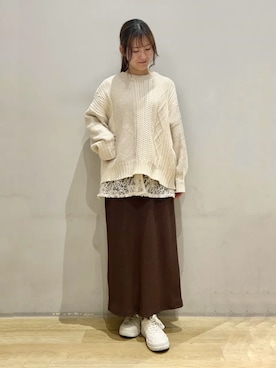 「アイテム（チュニック）」を使った、earth music&ecology officialさん（レディース・156cm）の秋コーディネート