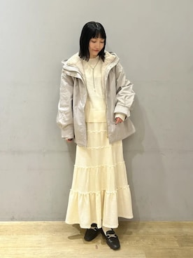 「アイテム（マウンテンパーカー）」を使った、earth music&ecology officialさん（レディース・156cm）の冬コーディネート