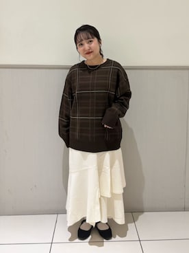 「earth music&ecology（アースミュージックアンドエコロジー）のアイテム（ニット/セーター）」を使った、earth music&ecology officialさん（レディース・148cm）の秋コーディネート