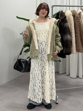 「アイテム（マウンテンパーカー）」を使った、earth music&ecology officialさん（レディース・153cm）の冬コーディネート