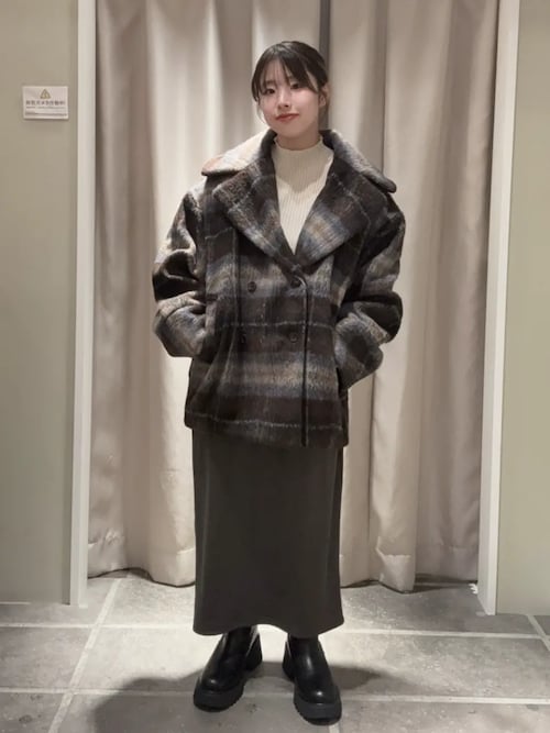 earth シャギーコート アースミュージックアンドエコロジー earth music&ecology チェック