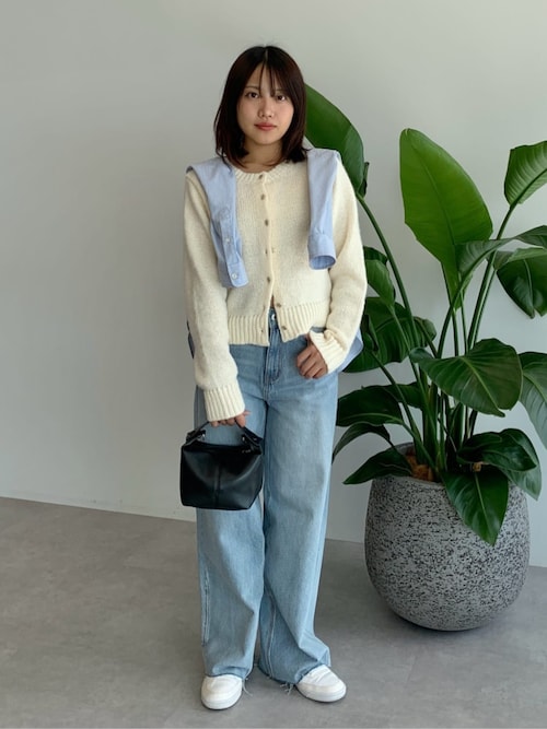 セール】セルフカットワイドデニムパンツ（デニムパンツ）｜earth