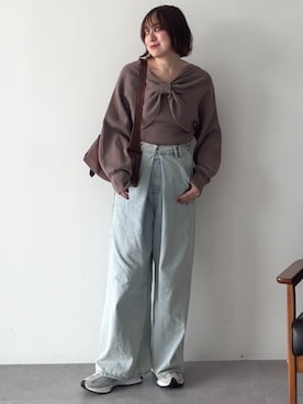 「earth music&ecology（アースミュージックアンドエコロジー）のアイテム（ニット/セーター）」を使った、earth music&ecology officialさん（レディース・153cm）の秋コーディネート