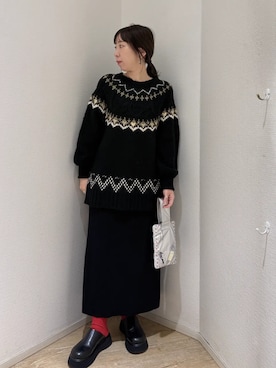 「アイテム（チュニック）」を使った、earth music&ecology officialさん（レディース・162cm）の冬コーディネート