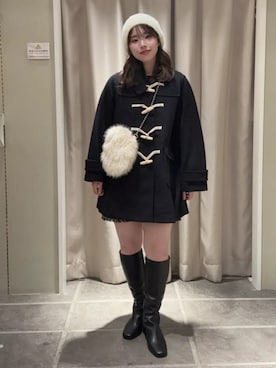 「アイテム（ダッフルコート）」を使った、earth music&ecology officialさん（レディース・155cm）の秋コーディネート