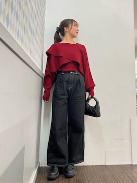 「earth music&ecology（アースミュージックアンドエコロジー）のアイテム（ニット/セーター）」を使った、earth music&ecology officialさん（レディース・155cm）の秋コーディネート