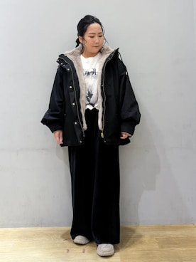 「アイテム（マウンテンパーカー）」を使った、earth music&ecology officialさん（レディース・146cm）の冬コーディネート